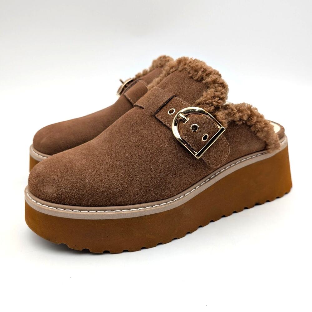 Dolce Vita Lelani Plush Platform Clog Mule Women's Pecan Size US8 EU38.5